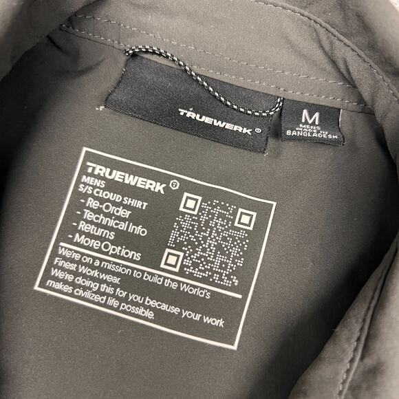 Truewerk SS Cloud Shirt Mens Medium Gray Short Sleeve Performance Snap Fishing - Picture 4 of 8